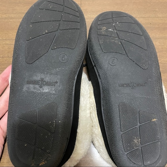 Minnetonka Women's Tabby Folded Trapper Slipper Black | sz 5 - Picture 5 of 5